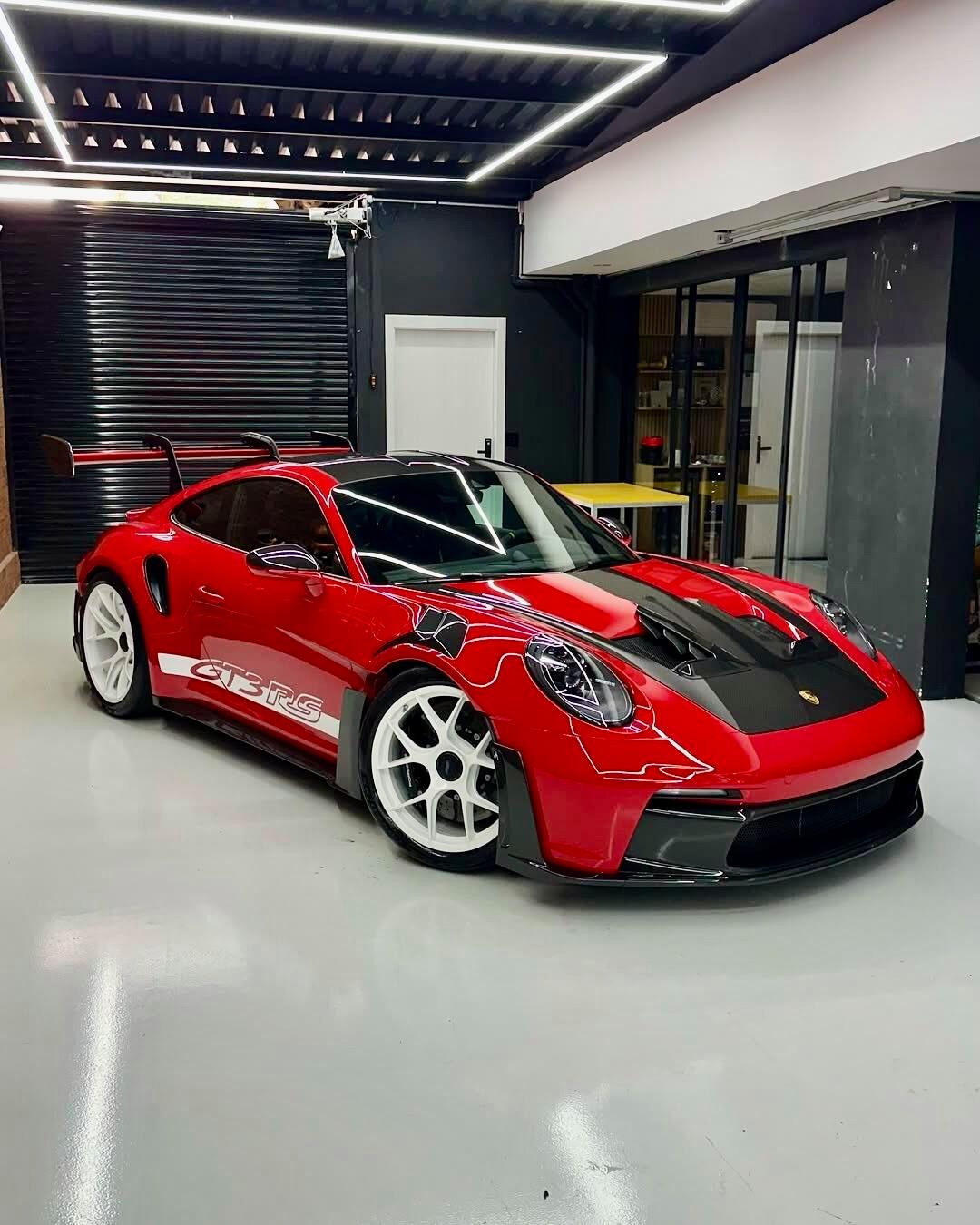 Porsche 992 modified with GT3RS large rear wing